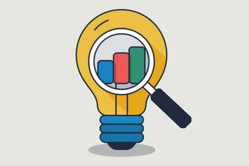 Poster - A lightbulb with a magnifying glass focusing on a bar graph.
