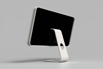 Poster - A white iMac computer with a black screen is on a white background.