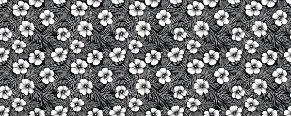 Wall Mural - seamless pattern of Black white floral  elegant monochrome design spring summer textile print 