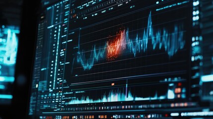 Poster - Colorful Digital Data Visualization on Screen Showing Complex Graphs and Charts for Data Analysis, Business Intelligence, and Financial Markets Insights