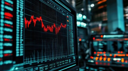 Poster - Modern Financial Data Visualization on a Computer Screen with Graphs and Charts for Analysis of Market Trends and Trading Insights in a Technology-Driven Environment