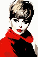 Poster - Stylized minimalist portrait featuring two primary colors with space for magazine