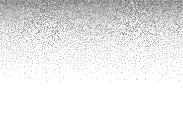 Poster - Black halftone sand gradation in noisy gradient dotted background. Grainy vignette frame with stipple effect. Grunge fade with vector dust effect.