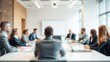 © SuriyaPhoto - Blurred business meeting in modern office conference room with Generative AI technology, isolated on white background, copy space for text, Generative AI, isolated