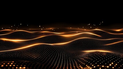 Poster - Abstract digital background featuring glowing waves and sparkling lights