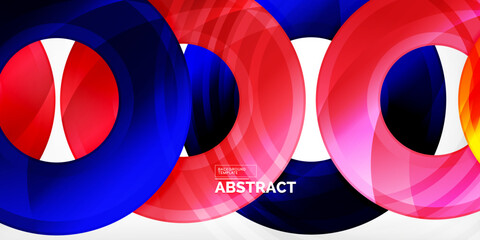 Poster - Bright colorful circles with light effects. Abstract background