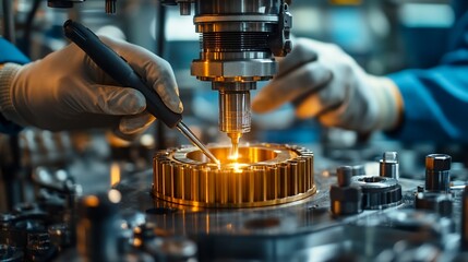 Poster - Close-up of precision welding on a gear.