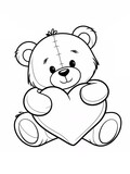 teddy bear with heart coloring 