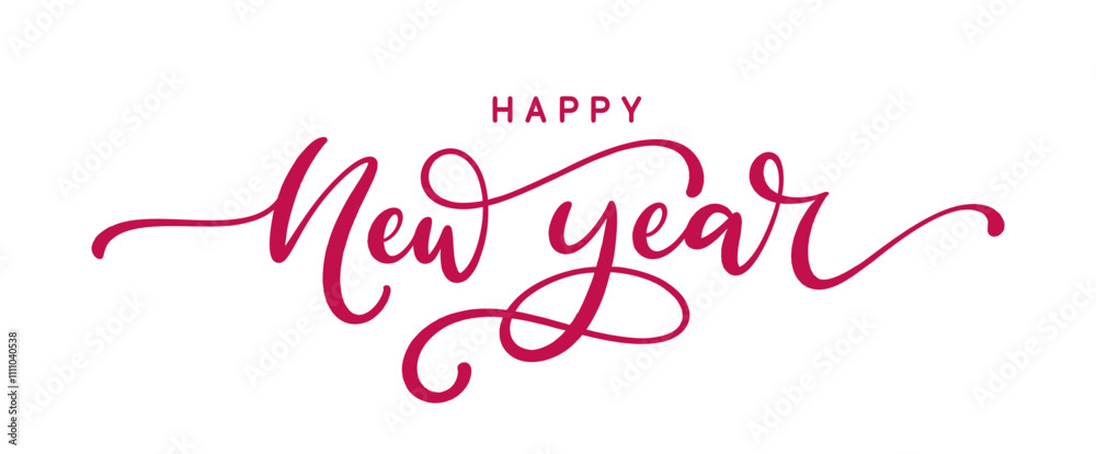 Happy New Year handwritten lettering design. Holiday calligraphy text ...