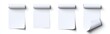© AI04 - 3d white fly paper sheet. Fall isolated document. Blank falling realistic letter set mockup. Curved office a4 notebook template design. Abstract corporate post or paperwork in the air.