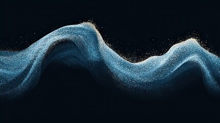 Poster - Abstract Blue Wave Form with Glittering Particles on Black Background