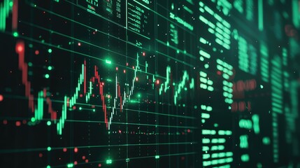 Poster - Abstract Digital Financial Graph Representation with Data Analysis and Stock Market Trends Showing Fluctuations in Value and Investment Metrics for Tech and Business Insights