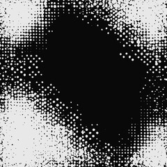 Poster - Vector halftone background with distressed noise and glitch effects. Abstract, rough strokes create a punk, digital overlay with geometric shapes.