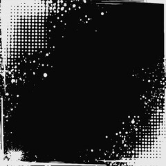 Poster - Vector dirty halftone background with rough brush strokes and glitch effects. Distressed, abstract design featuring noise, scratches, and grunge textures.
