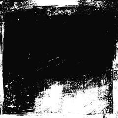 Aufkleber - Old worn black background with torn edges. Vintage poster overlay for photo or music cover. Rough grunge frame and scratch effect on aged paper.