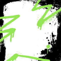 Aufkleber - Grunge graffiti spray with acid and punk elements on a torn, worn paper background. Black and green paint creates a retro album cover effect with a grainy, textured finish.