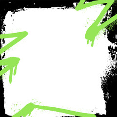 Poster - Vector graffiti frame with spray paint and rough black brush strokes. Distressed paper background.