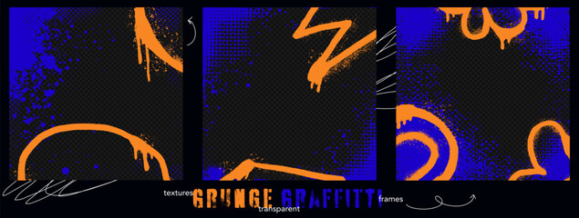 Poster - Grunge spray urban background set with paint, street art, and vector abstract splash. Punk fashion poster design with brush strokes and hip vintage texture.