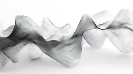 Poster - Abstract monochrome wave pattern with textured lines creating a sense of movement and flow against a clean white background for modern design applications
