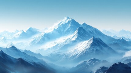 Sticker - Majestic Winter Mountain Range: A Breathtaking Panorama of Snow-Capped Peaks