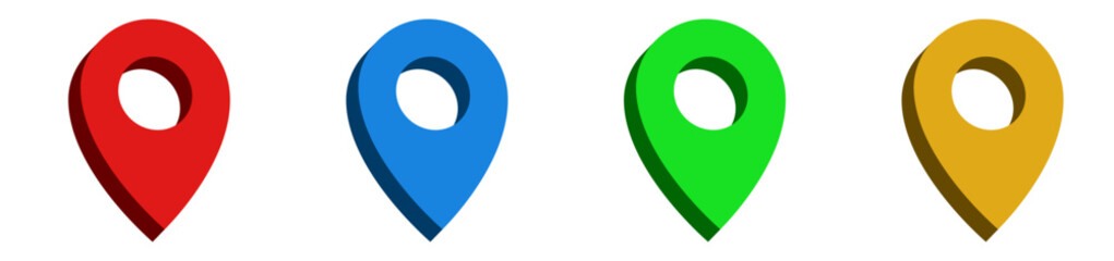 Fototapete - 3d location map pointer icon, place pin marker sign - isometric red gps map pointers in flat style, destination symbols. location pin icon, Navigation sign