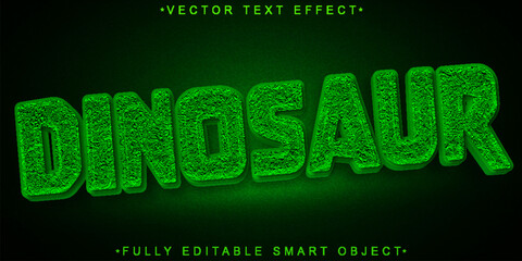 Poster - Cartoon Green Dinosaur Vector Fully Editable Smart Object Text Effect