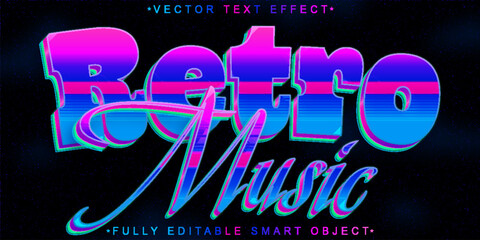 Poster - Pink Retro Music Vector Fully Editable Smart Object Text Effect
