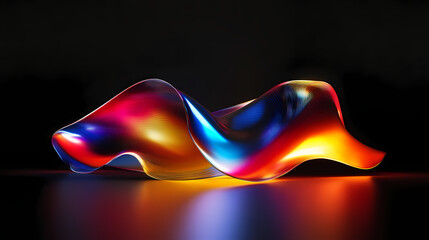 Wall Mural - abstract iridescent shape, dark background design, 3d render. iridescent. illustration