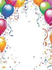 Poster - Bright balloons, colorful confetti, and festive ribbons create a joyful atmosphere, perfect for party invitations or celebration announcements. Generative AI