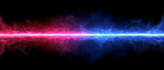 Poster - Abstract light beam creates a striking contrast of blue and red, generating visual energy
