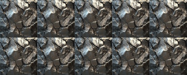 Wall Mural - seamless pattern of metallic rock texture silver dark gray abstract background industrial design