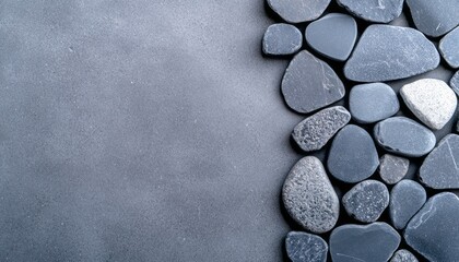 Poster - Smooth gray stones placed artistically on a textured gray background showcase a natural design
