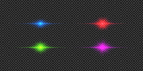 Wall Mural - set of multicolor horizontal light effects of lens flares