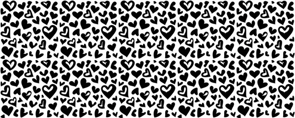 Wall Mural - seamless pattern of Black white hearts pattern  Valentines Day romantic love graphic design 