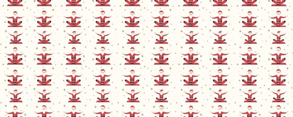 seamless pattern of Christmas yoga Santa red white festive pattern 