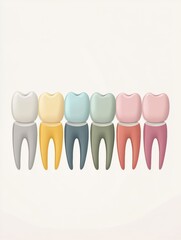 Aufkleber - Schematic representation features colorful dental implants integrated into a row of healthy teeth, providing a clear visual for educational purposes. Generative AI