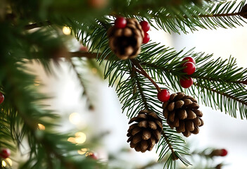 Aufkleber - Christmas tree branches background