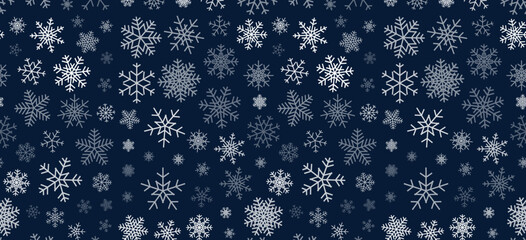 Poster - Snowflakes on blue background. Winter pattern snow ornament.