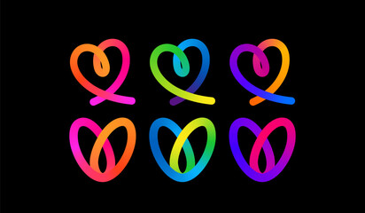 Poster - Heart Logo Icon. Vector Abstract Line Logotype Design. 3D Hand Drawn Gradient Graphic