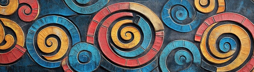 Poster - Colorful spiral art installation urban gallery decorative artwork contemporary environment close-up view creative design concept