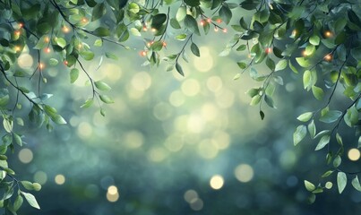 Lush wild vine branches adorned with stunning bokeh effects