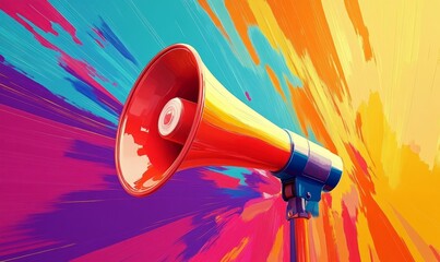 marketing and advertising concept illustration featuring a megaphone on a colorful background ideal for promotional and publicity materials