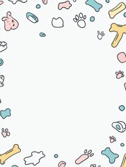 Poster - This colorful doodle banner showcases various dog toys, bones, and paw prints, providing ample space for personalized text or messages. Generative AI