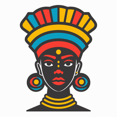 Wall Mural - Portrait of African woman in traditional clothes. Vector illustration