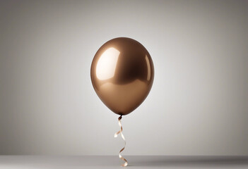 Fototapete - Bronze balloon with ribbon isolated on white background cutout