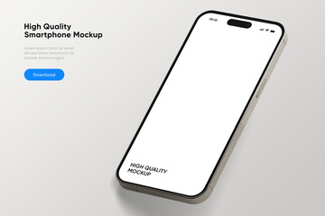 Leinwandbilder - 3D ultra realistic render illustration high quality smartphone mockup with isolated background. Smart phone mockup collection. Device front view. 3D mobile phone with shadow on white background.
