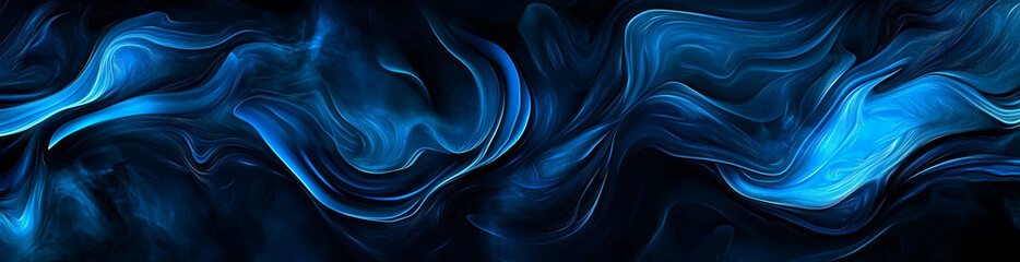 Poster - Abstract swirling blue patterns create a mesmerizing visual experience in a dark background