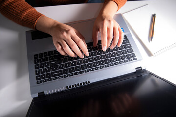 Poster - woman working with laptop, business concept