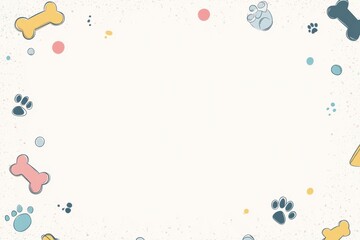 Poster - A colorful doodle banner includes playful dog toys, bones, and paw prints, providing ample space for custom text or messages. Generative AI