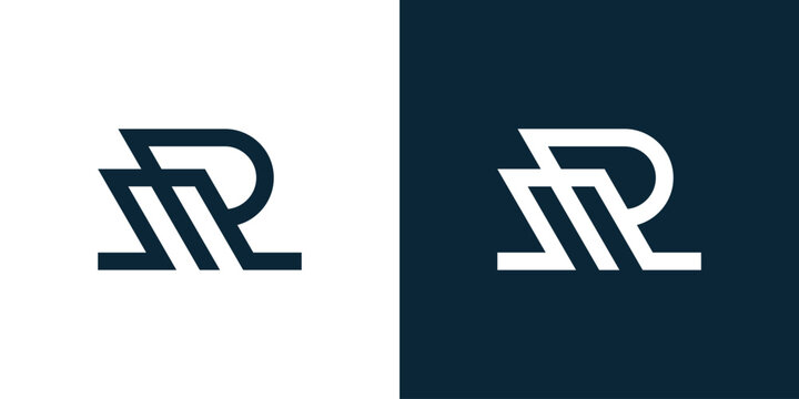R and M letter abstract logo, R and M line art logo